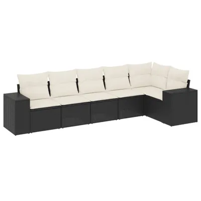 Produktbild von 6-tlg. Garten-Sofagarnitur mit Kissen Schwarz Poly Rattan