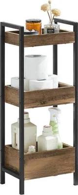 Produktbild von Kleiner MDF-Metall-Regal, 28x74x20cm, vielseitig, mit Bodenschutz