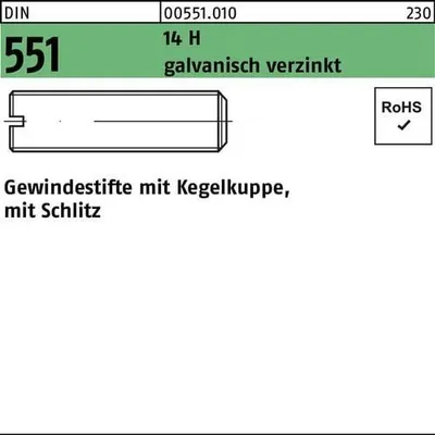 Produktbild von Reyher  Gewindestifte DIN 551 14 H M 6 x 25 galv. vz (100 Stück)