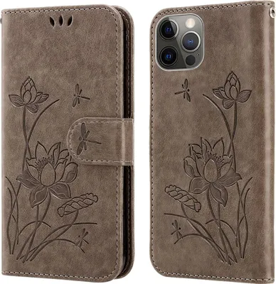 Produktbild von König Design Hülle kompatibel mit Apple iPhone 12 Pro Max Kunstleder Handyhülle - Handy Case Grau