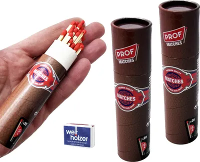 Produktbild von jameitop® 2 Rollen XL Streichhölzer im Zigarren Look 10 cm Zündhölzer + 1 Pack Welthölzer