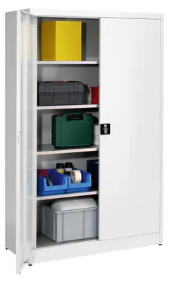 Produktbild von Werkzeugschrank, Materialschrank, Stahl, abschließbar, 4 Fachböden, Korpusfarbe lichtgrau, Türfarbe lichtgrau, 1.965 x 1.200 x 500 mm (HxBxT)