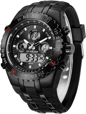 Imagen del producto de Relojes deportivos militares para hombre, relojes digitales e impermeables con esfera analógica, que incluyen fecha, alarma, función luminosa, cronómetro y una correa grande, ideales para hombres de complexión robusta