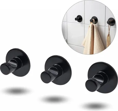 Produktbild von SKOGHALL Schwarzer Klebehaken, Badezimmerhaken 3 Stück IKEA