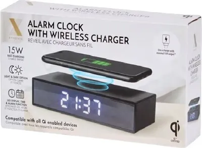 Produktbild von Xtronic Wecker Alarm LED Anzeige Uhr mit Qi Schnell Wireless Ladegerät