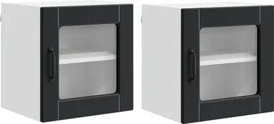 Obrázok produktu pre Nástenný sklenený kabinet PORTO 2 pcs Čierna 40 x 31 x 40 cm