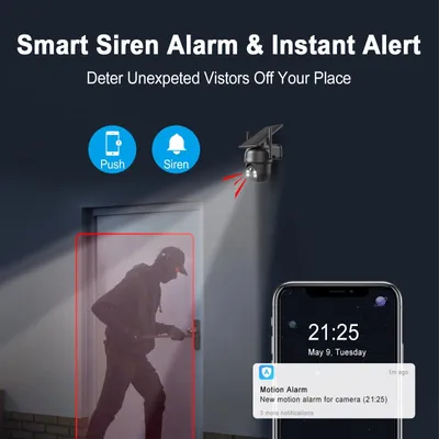 Image de Caméra de surveillance - 5MP - Lot de 2 - Surveillance par caméra - Sans fil - Avec panneau solaire - Wifi