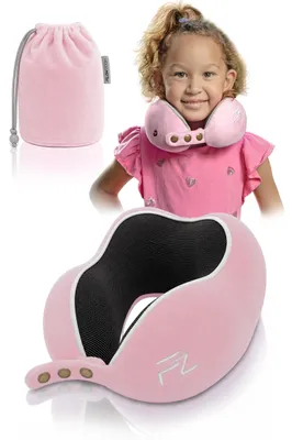 Imagen del producto de FLOWZOOM COMFY Kids Almohada de viaje viscoelástica, talla S desde 3 años, rosa