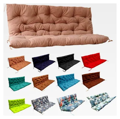 Produktbild von Veranda-Schaukelkissen, Außenbankkissen mit Rückenlehne, 2–3-Sitzer, Ersatz mit 8 Bändern, für Terrasse, Garten und Hinterhof (Khaki, 152,4 x 101,6 cm)