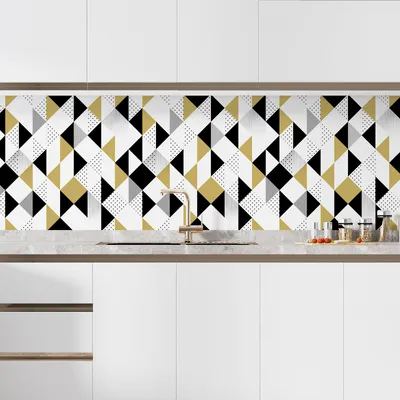 Produktbild von Klebefolie für die Küche – Lumaléa – Geometrisches Muster – Klebefolie + MATTER Schutz – 60 x 60 cm