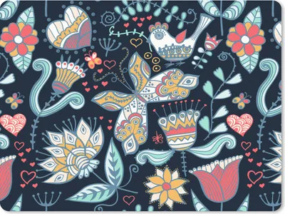 Produktbild von MuchoWow® Mauspad Mousepad Schmetterling - Vogel - Blume - Muster 40x30 cm - Mousepads - Maus Mat - Pad - Mausunterlage - Anti Rutsch