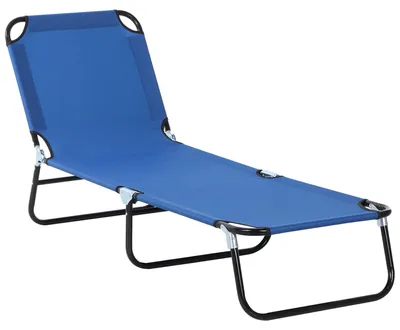 Image de Chaise longue de jardin avec dossier réglable, en acier, bleue