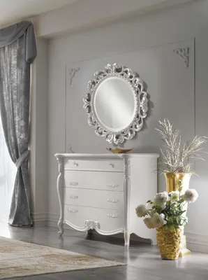 Produktbild von Klassische Schlafzimmer Kommoden 2tlg. Set Barock Rokoko Kommode + Spiegel Neu
