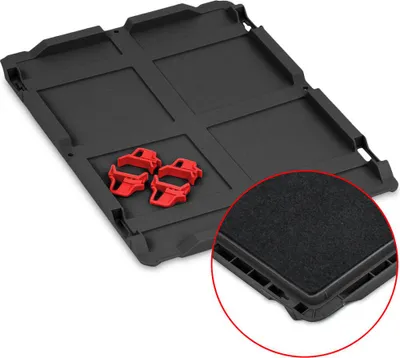 Produktbild von Auflagedeckel Set Eurobox NextGen mit Schaumstoff und 4 rote Schiebeschnappverschlüsse | BxT 30x40cm | Schwarz | Eurobehälter, Transportbox, Transportbehälter, Stapelbehälter