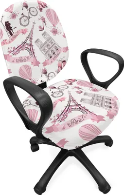 Produktbild von ABAKUHAUS Eiffel Bürostuhl Schonbezug, Liebe in Paris Braut Rosa, dekorative Schutzhülle aus Stretchgewebe, Rose Schwarz Weiß