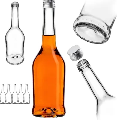 Obrázok produktu pre KADAX fľaše na likér 500 ml, 5 kusov, prázdne fľaše na plnenie oleja, octu, likéru, vína a pálenky, sklenené fľaše, fľaše na pálenku, fľaše na džús (strieborné)