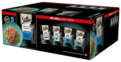 Obrázek produktu pro Sheba 4770608257828, Dospělý jedinec, Treska, Losos, Tuňák, Bílá ryba, 80 g