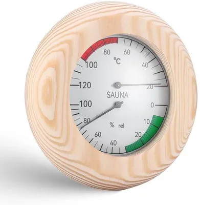Productafbeelding van Saunathermometer en hygrometer van hout, 2-in-1 thermometer en hygrometer