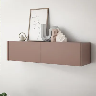 Produktbild von Forte BREATHTAKER Hängeschrank 130, modern minimalistisch, 2-türig, Holzwerkstoff, Wandmontage, Wohnzimmer, Terrakotta, 128,6 cm breit x 30,1 cm hoch x 34 cm tief