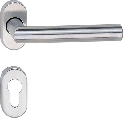Image de Marchesi béquille Riga - poignée de porte sur rosace ovale PZ, inox mat