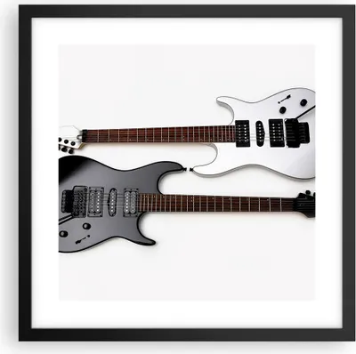 Produktbild von Gerahmtes Poster - Schwarzer Rahmen - E-Gitarren Streicher Musikinstrument - 40x40 cm - Wand Bild - Wanddeko - Wandbilder - Wandposter - Bilderrahmen - Bilder - Kunstdruck - Wandbild - P2BAC40x40-0369