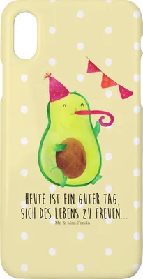 Produktbild von Mr. & Mrs. Panda Iphone 10 Handyhülle Avocado Party - Gelb Pastell - Geschenk, Happy Birthday, Handy, Hülle, Abschluss, Geburtstag, Cover, X