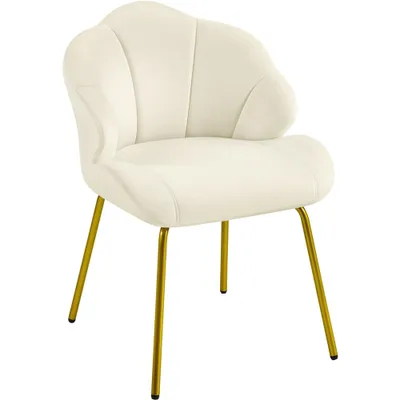 Produktbild von Yaheetech Esszimmerstuhl Polsterstuhl in Muschelform, Schminktisch Stuhl mit Metallbeinen, Wohnzimmer/Schlafzimmer, Beige