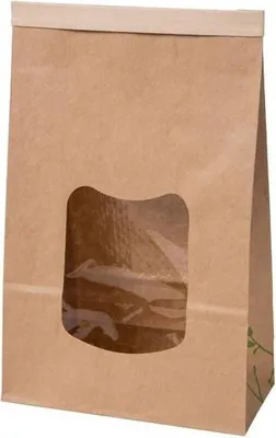 Obrázek produktu pro Papírový sáček s průhledem z PLA, 3200 ml, 15,5 x 7 x 24 cm, 50 kusů.