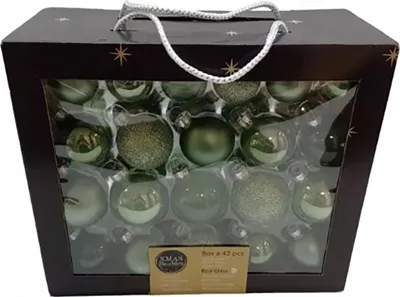 Produktbild von Set Weihnachtskugeln Glaskugeln Baumkugeln Christbaumkugeln Kugeln Grün 42 Stück
