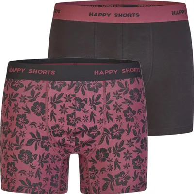 Produktbild von Happy Shorts Herren Boxer Jersey 2-Pack schwarz, bordeaux - Größe XXL