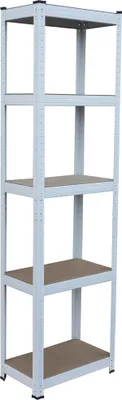 Produktbild von Relaxdays Schwerlastregal, HxBxT: 180x50x30 cm, 875 kg, 5 Ebenen, Lagerregal Keller & Garage, zum Stecken, weiß/braun