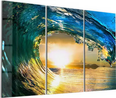 Produktbild von DEQORI Glasbild Echtglas 3x50x100 cm 'Blick durch Welle' Wandbilder XXL groß