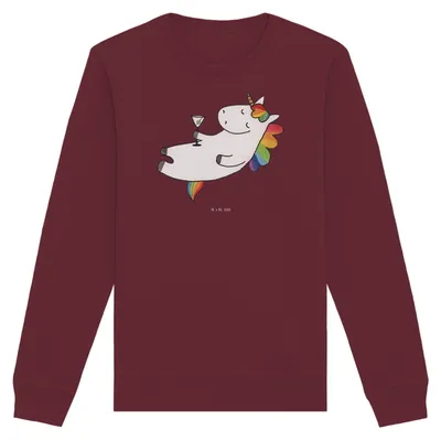 Produktbild von Mr. & Mrs. Panda Baumwoll Sweatshirt Einhorn Cocktail Größe XS - Burgundy - Geschenk, Pulli, Pullover, Sweater, Caipirinha, Spruch, Party, Rundhals, Unicorn, Einhörner