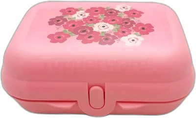 Obrázek produktu pro Tupperware to Go Twin růžový obědový box s motivem květin sendvičový obědový box Kindi Twin dítě školka škola plechovka malá velikost 2
