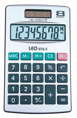 Produktbild von Taschenrechner 076S - Solar-/Batteriebetrieb, 8-stellig, LC-Display, matt silber, 1 St.