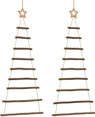 Image de Sapins de Noël suspendus avec pointes 2 pcs 55x120 cm Branche naturelle