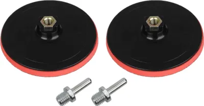 Produktbild von 2x Trade-Shop Klett-Schleifteller / Haftteller / Stützteller / Polierteller mit M14 Spanndorn für Elektrowerkzeuge mit M14 Gewinde Aufnahme / Ø 100mm, 12000 u/min