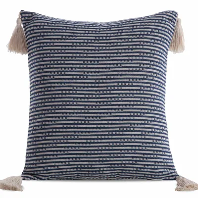 Produktbild von BOHO Kissenbezug 45 x 45 navy blau gefranst