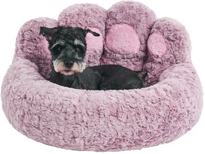Image de Petit tapis pour chien moelleux en forme de beignet, tapis pour chien, petit format 66 cm, tapis pour chien confortable et moelleux, tapis pour chien lavable, violet