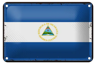 Produktbild von Blechschild Flagge Nicaraguas 18x12cm Retro Flag Nicaragua Dekoration