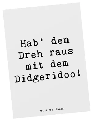 Produktbild von Mr. & Mrs. Panda Postkarte Spruch Didgeridoo Dreh - Weiß - Geschenk, Atemtechnik, traditionell, Australien, Musik, Lernen, Ansichtskarten, Ansichtskarte, Grußkarte, Übung