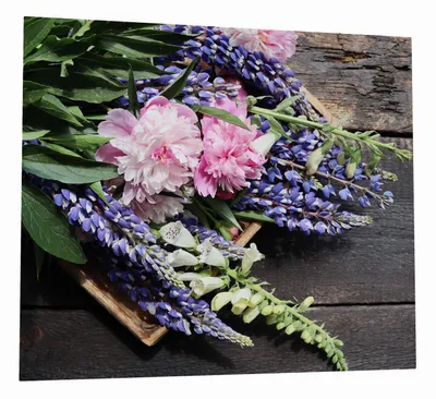 Produktbild von Wallario Herdabdeckplatte aus Glas, Größe 60 x 52 cm 1-teilig, Motiv Stillleben mit Frühlingsblumen