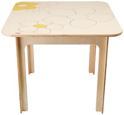 Kinder-Holztisch, Blumen-Design, 60x60x51 cm, Montessori