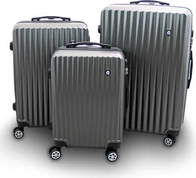 Produktbild von Barut Kofferset 3-teilig Reisekoffer Trolley Hartschalenkoffer ABS Teleskopgriff Modell General (Grau) MS-17077