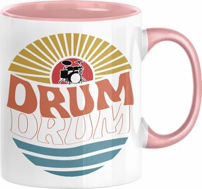 Produktbild von Drummer Schlagzeug-Spieler Geschenk Tasse Geschenkidee Kaffee-Becher Schlagzeuger Drum Bunte Grafik (Rosa)