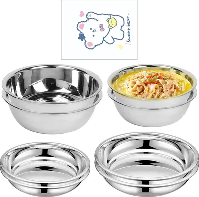 Productafbeelding van Kampeerservies 8-delig, roestvrij staal, borden en schalen, voor buiten