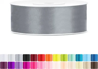 Produktbild von Satinband 25mm Grau - 25 Meter Rolle Geschenk- & Schleifenband