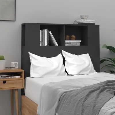 Produktbild von vidaXL Kopfteil mit Ablagen Schwarz 100x18,5x104,5 cm - Kopfteil-Schrank - Kopfteil-Schränke - Bett-Kopfteil - Bett-Kopfteil-Schrank