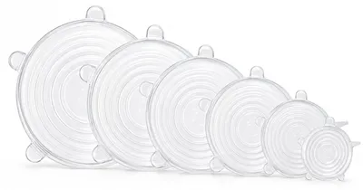 Silikon-Stretchdeckel, 6 Größen 5,5–16 cm, transparent