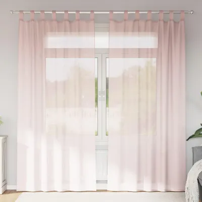 Produktbild von Möbel Voile Vorhänge mit Schlaufen 2 Stk. Hellrosa 140x225 cm - Gardinen & Vorhänge &57242